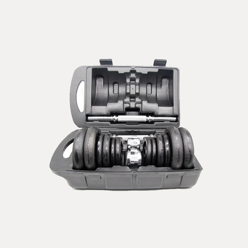 Cast iron adjustable dumbbell set with storage case for home gym training