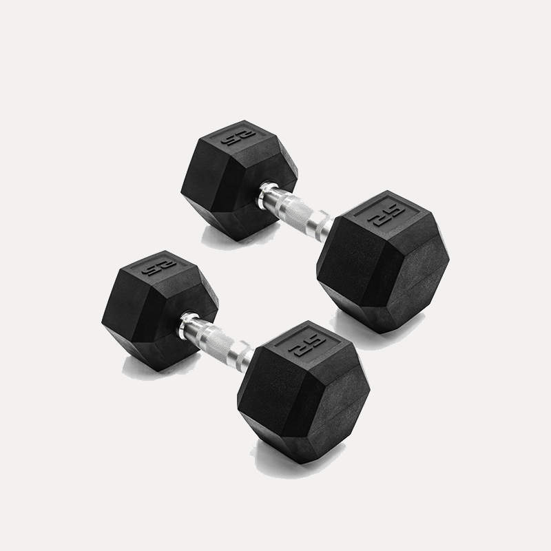 Commercial rubber hex dumbbells for gym strength training