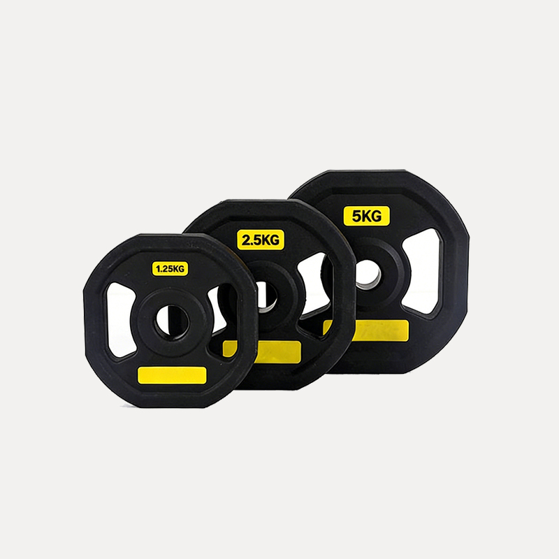 TPU Coated Weight Plate with 28mm Standard Hole and Grip Handles for Strength Training